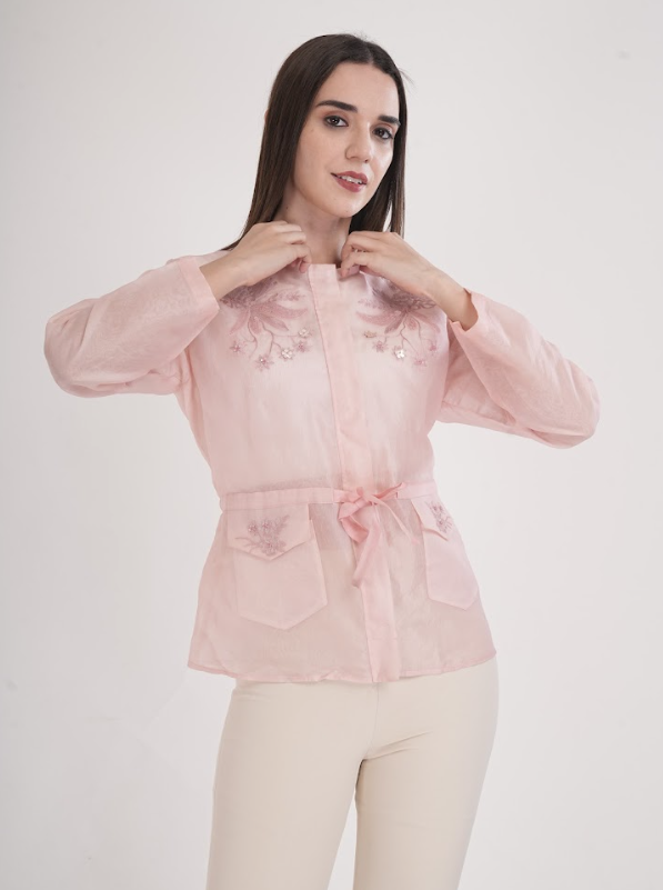 Bloom Embroidered Organza Jacket Top