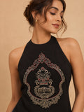 Noir Heritage Embroidered Halter Top
