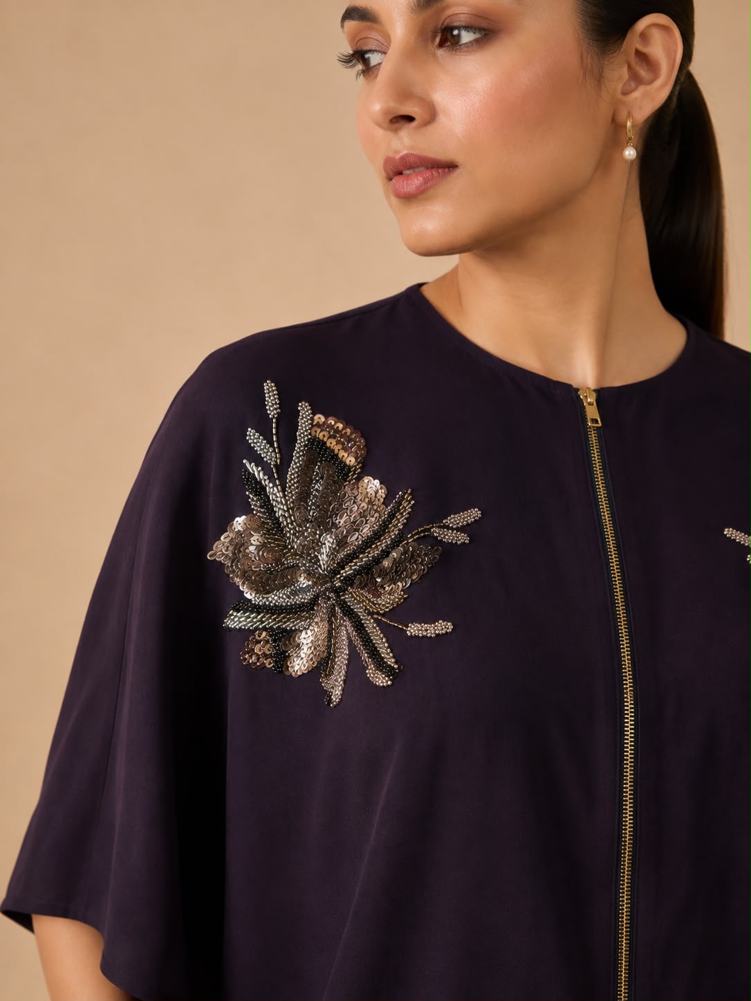 Midnight Orchid Embroidered Luxe Co-Ord Set