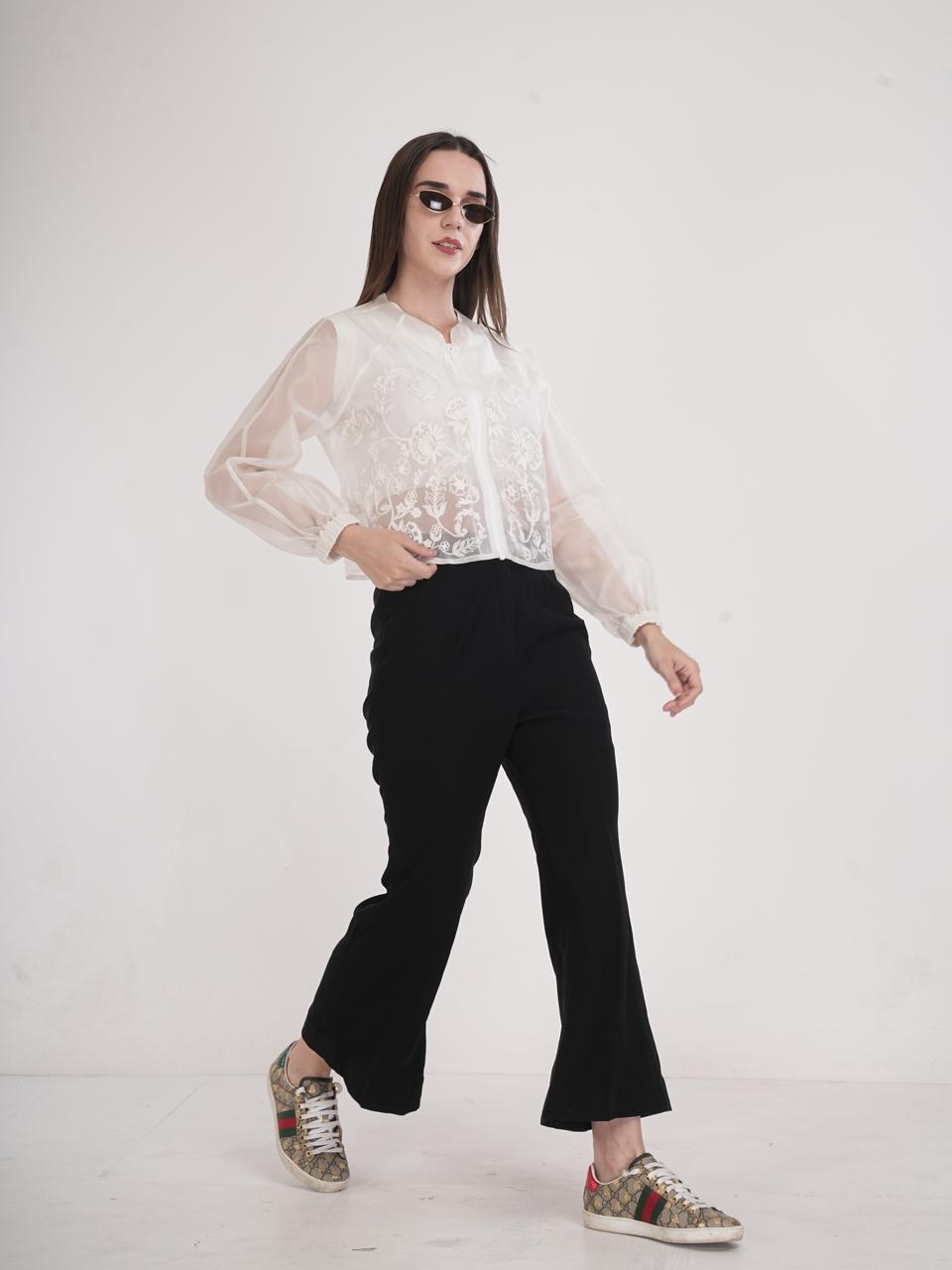 Ivory Bloom Sheer Embroidered Jacket