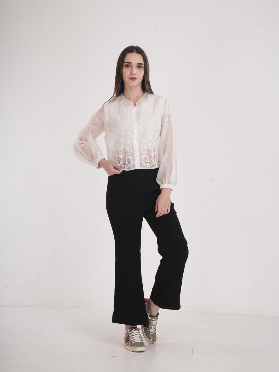 Ivory Bloom Sheer Embroidered Jacket