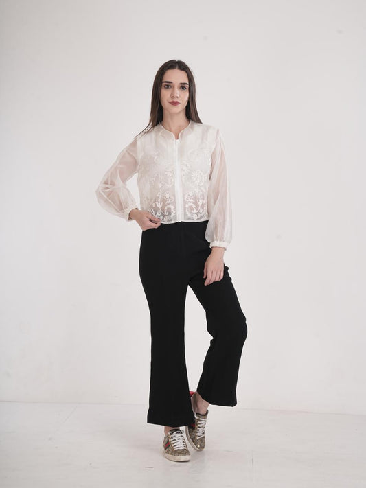 Ivory Bloom Sheer Embroidered Jacket