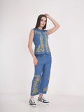 Floral Embroidered Denim Co-Ord Set