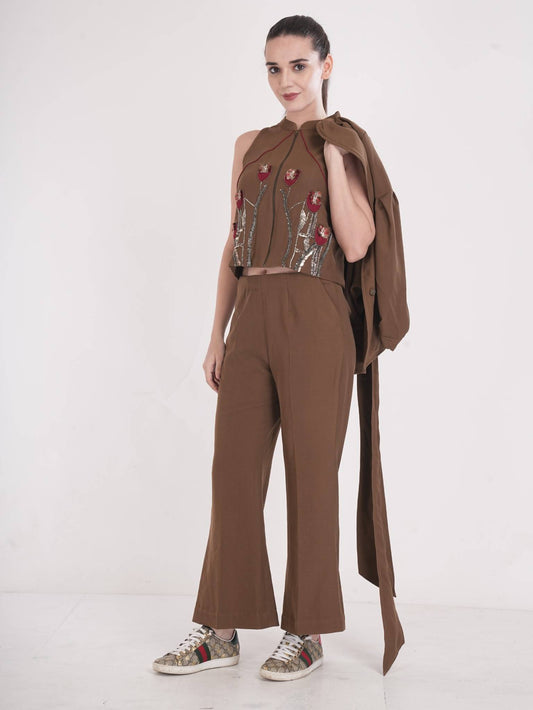 Mocha Bloom Embellished Co-Ord Set