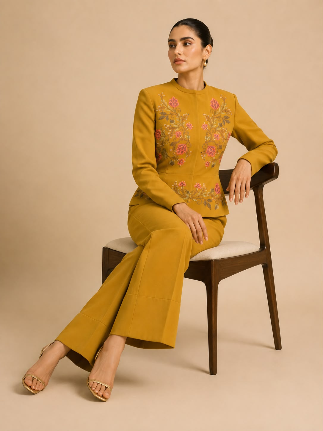 Embroidered Mocha Luxe Co-Ord Set