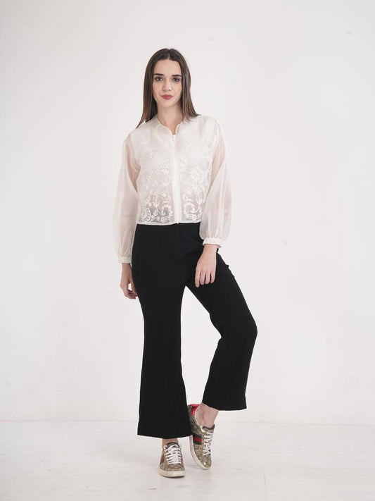Ivory Bloom Sheer Embroidered Jacket