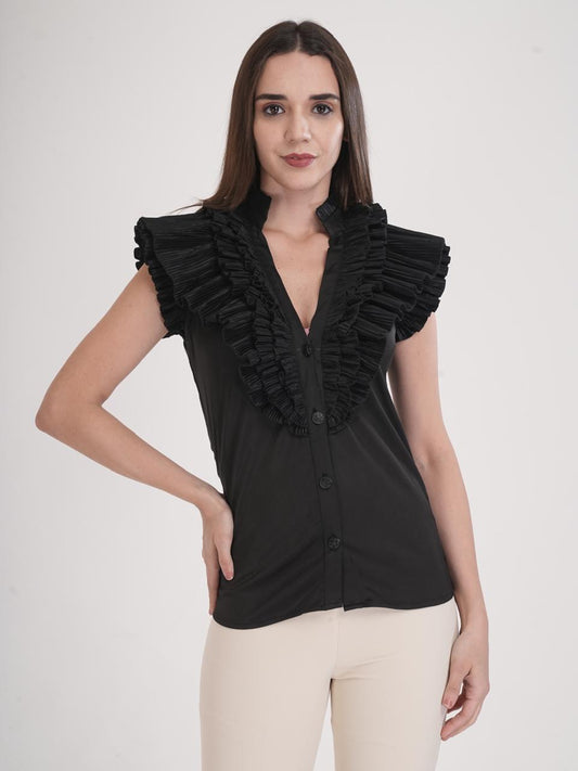 Olive Ruffle Statement Blouse