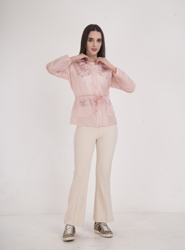 Bloom Embroidered Organza Jacket Top
