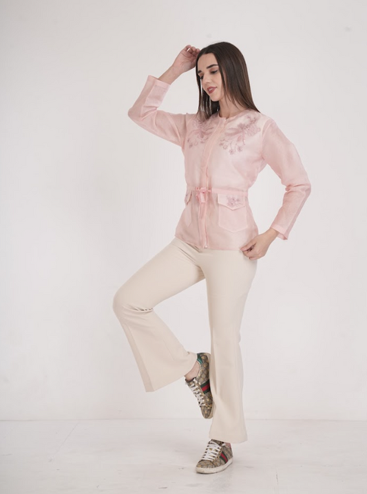 Bloom Embroidered Organza Jacket Top
